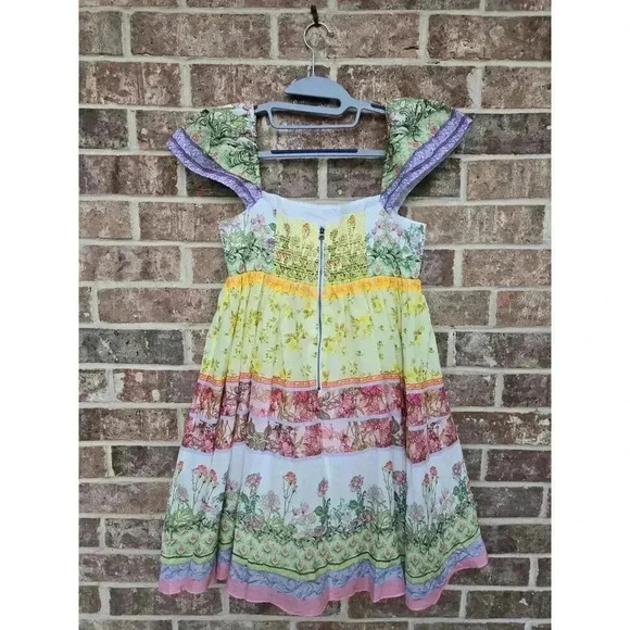 Alice + Olivia Tamia Mixed Floral Cotton Babydoll Dress in Floral Fest Size 6 - Picture 7 of 9